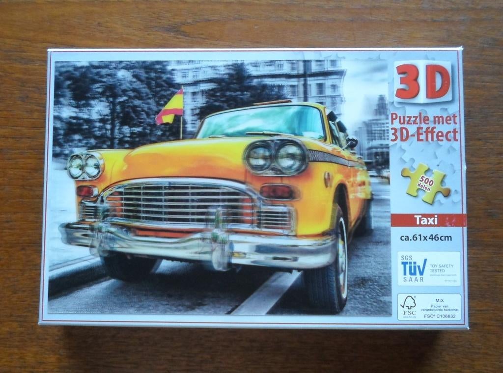 Puzzle Puzzel met 3D Effect Yellow Cab, Ophalen of Verzenden, 500 t/m 1500 stukjes, Zo goed als nieuw, Legpuzzel