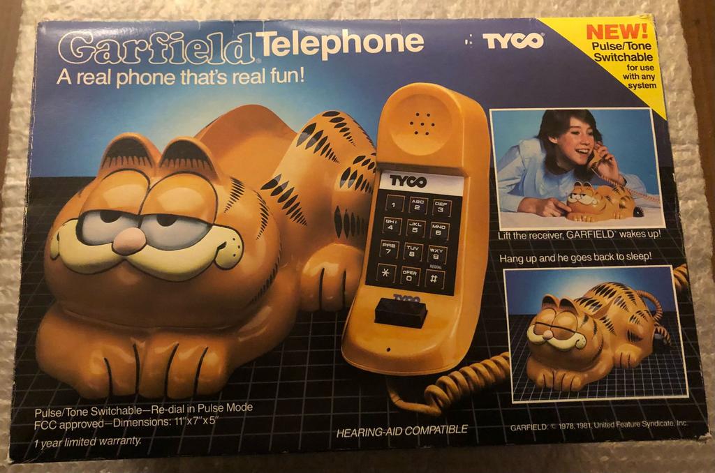 Vintage 1980 Garfield Telefoon-Tyco met originele doos, Telecommunicatie, Vaste telefoons | Niet Draadloos, Ophalen of Verzenden