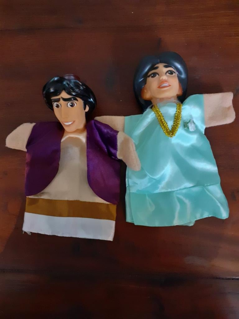 Aladdin handpoppen poppenkastpoppen Disney, Ophalen of Verzenden, Overige figuren, Zo goed als nieuw, Beeldje of Figuurtje