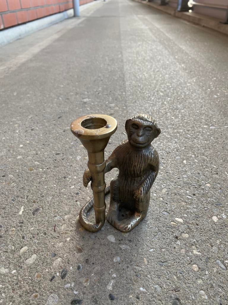 Kandelaar Monkey Aap  artdeco, Huis en Inrichting, Woonaccessoires | Kandelaars en Kaarsen, Ophalen of Verzenden, Gebruikt, Metaal