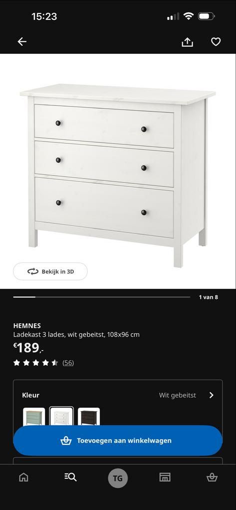 Ikea Hemnes ladekast wit, Ophalen, Gebruikt, 100 tot 150 cm, 3 of 4 laden