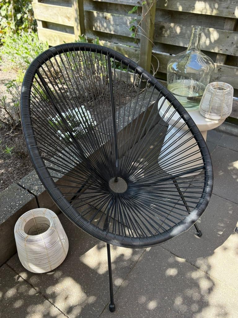 Zwarte Acapulco stoel voor binnen of buiten, Ophalen of Verzenden, Gebruikt, Kunststof