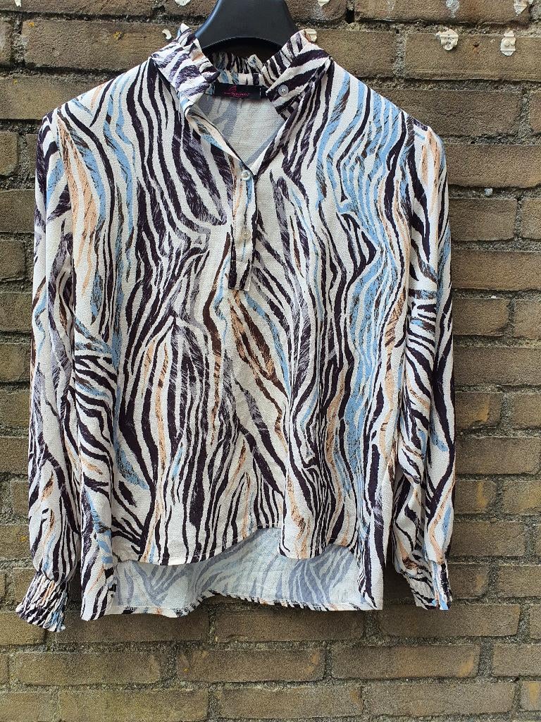 Savinni blouse M zebra print chic luchtig, Kleding | Dames, Blouses en Tunieken, Ophalen of Verzenden, Zo goed als nieuw, Maat 38/40 (M)