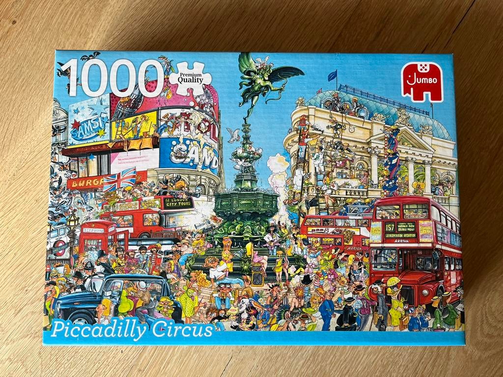 Jumbo 1000 stukjes puzzel. Piccadilly circus Londen., Ophalen of Verzenden, 500 t/m 1500 stukjes, Zo goed als nieuw
