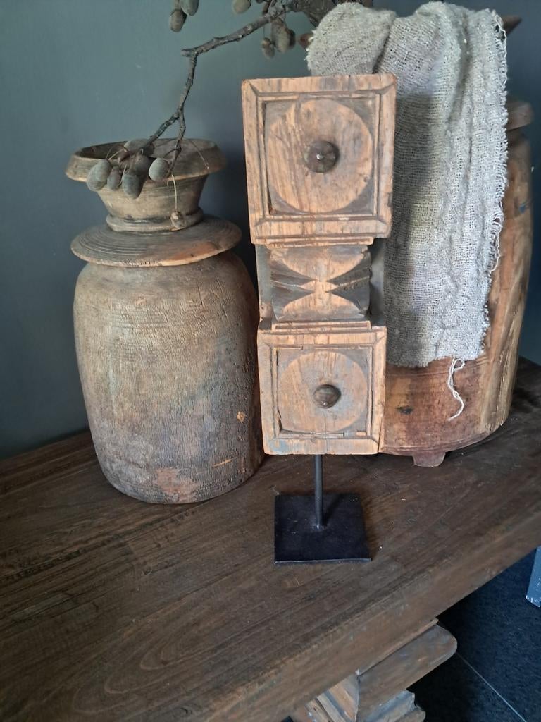 Stoer sober landelijk oud houten ornament, Hout, Gebruikt, Ophalen of Verzenden, Landelijk