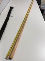 Vintage houten hout biljart keu 2delig + leren tas biljarkeu, Keu of Ballen, Ophalen of Verzenden, Zo goed als nieuw, H