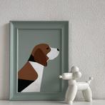 Schilderij "Beagle" in grafische lijnen - handbeschilderd, Minder dan 50 cm, Nieuw, Ophalen of Verzenden, Schilderij