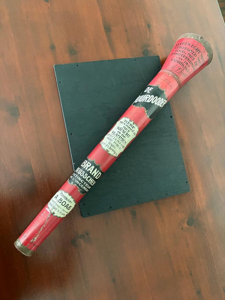 Antieke blikken brandblusser Collectors Item, Ophalen of Verzenden, Gebruikt, Brandblusser
