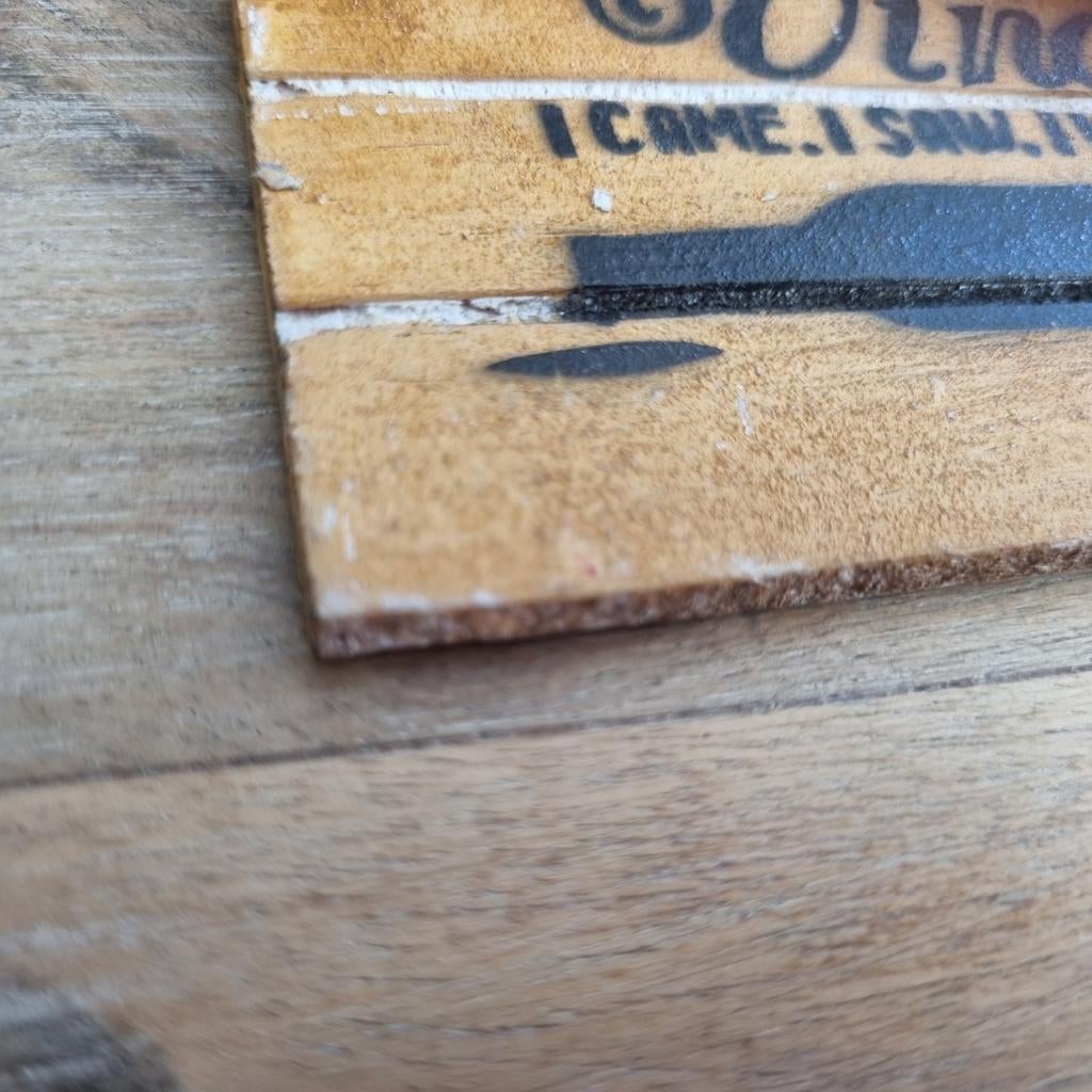 Houten Onderzetters 10x10 cm - Veni Vidi Vino (4 stuks), Ophalen of Verzenden, Nieuw, Glas of Kopje
