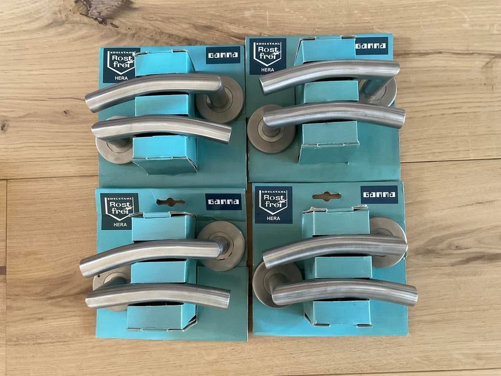 4x RVS Deurklinken Hera Gamma - Nieuw in verpakking, Doe-het-zelf en Verbouw, Hang- en Sluitwerk, Ophalen of Verzenden, Nieuw