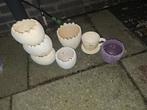 Stenen paas bloempotten, Tuin en Terras, Bloempotten, Ophalen, Steen, Gebruikt, Rond