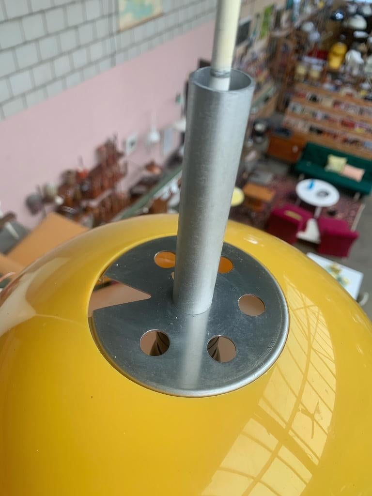 Space age design hanglamp geel wit - vintage retro lamp, Huis en Inrichting, Lampen | Hanglampen, Ophalen, Gebruikt, Onbekend
