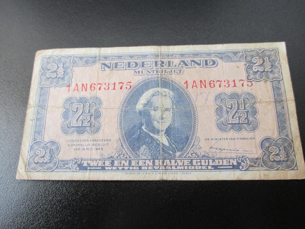 Bankbiljet 2 1/2 gulden 1945, Ophalen of Verzenden, 2½ gulden, Los biljet