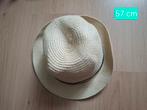 beige trilby- of fedora-hoed van stro, Ophalen of Verzenden, Zo goed als nieuw, 56 of 57 cm (M, 7 of 7⅛ inch), Hoed
