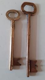 2 brocante messing deursleutels, Ophalen of Verzenden