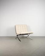 2x Knoll Barcelona Fauteuil Beige Leer - Chroom, Niet ingevuld, Niet ingevuld, 75 tot 100 cm, Ophalen of Verzenden