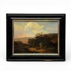 Hollandse School 19e eeuw - landschap met reizigers, Ophalen of Verzenden