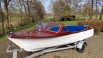 Klassieke mahonie houten boot inclusief motor en trailer, Watersport en Boten, Motorboten en Motorjachten, Ophalen, Gebruikt, Minder dan 10 pk