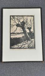Vintage houtsnede/ets knotwilg - Ed Jeska/Jan Staats Kiewiet, Antiek en Kunst, Ophalen of Verzenden