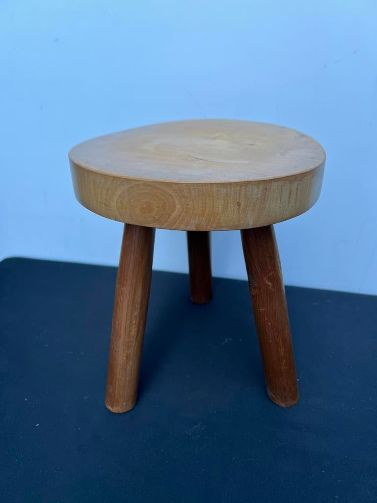 Te Koop : Vintage Houten Krukje 1955 Hout Kruk Rond, Ophalen of Verzenden, Gebruikt, Hout