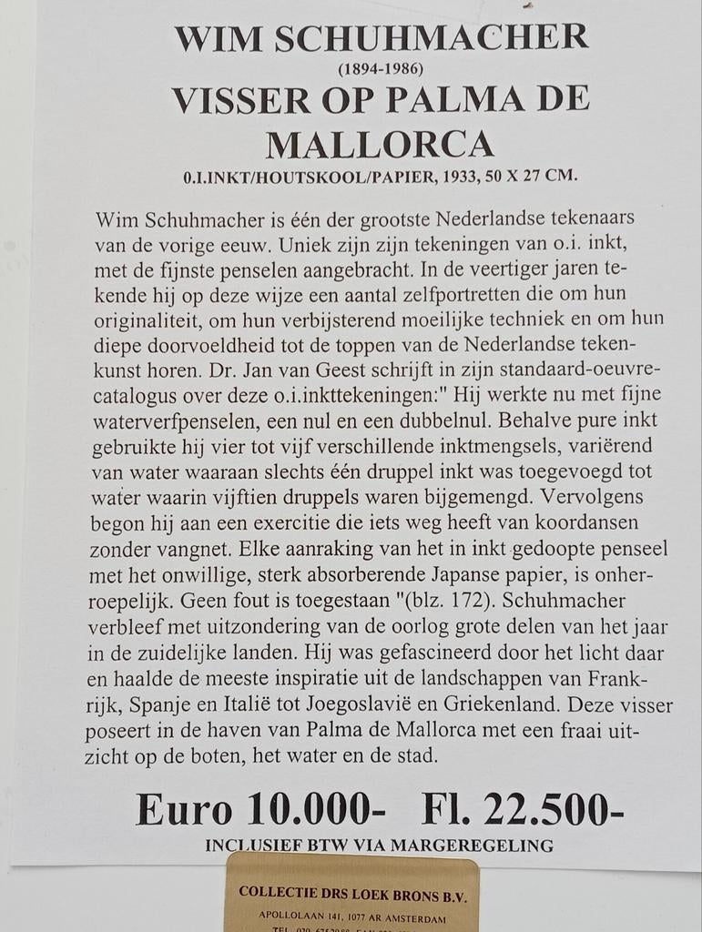 Wim Schuhmacher Persfoto Visser Mallorca, Antiek en Kunst, Kunst | Litho's en Zeefdrukken, Ophalen of Verzenden