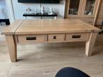 Massiek licht eiken salontafel met 3 lades 125x70xH45, Ophalen, 100 tot 150 cm, Eikenhout, 50 tot 100 cm