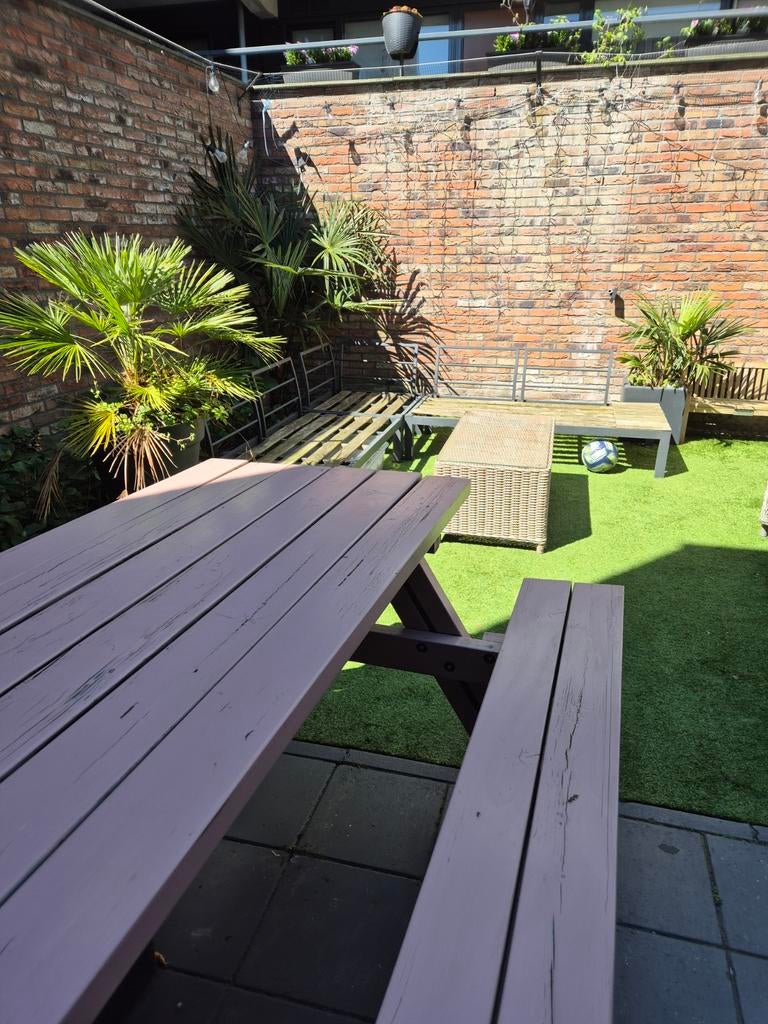 Picknicktafel, Ophalen, Gebruikt, Rechthoekig, Hout