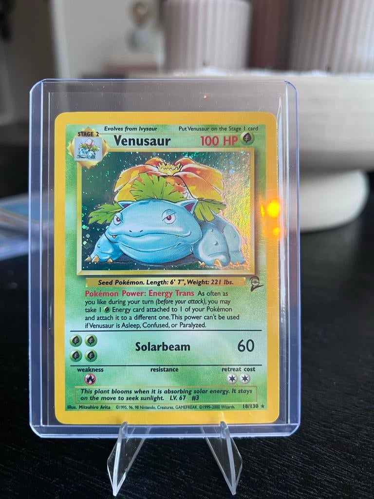 Venusaur Holo 18/130 Pokemon Kaart - Base Set 2 (Mint), Ophalen of Verzenden, Zo goed als nieuw, Losse kaart, Foil