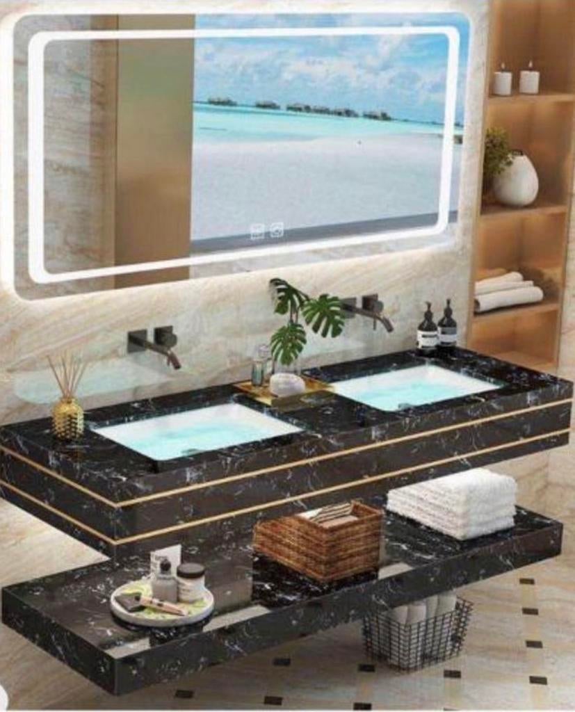 Dubbele badmeubel met spiegel  anti-condens nieuw, 100 tot 150 cm, Nieuw, Ophalen of Verzenden, Minder dan 100 cm