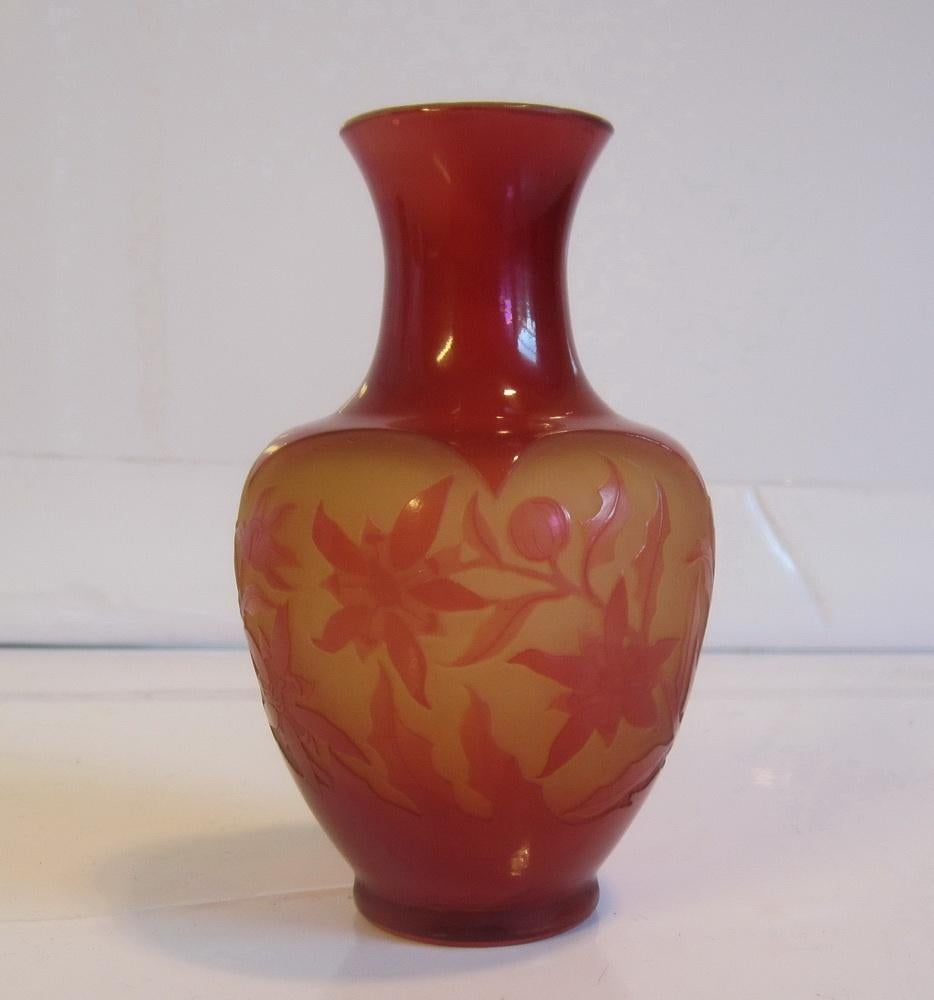 Antieke cameo glazen vaas D'Argental, art nouveau, ca 1900, Antiek en Kunst, Antiek | Glas en Kristal, Verzenden