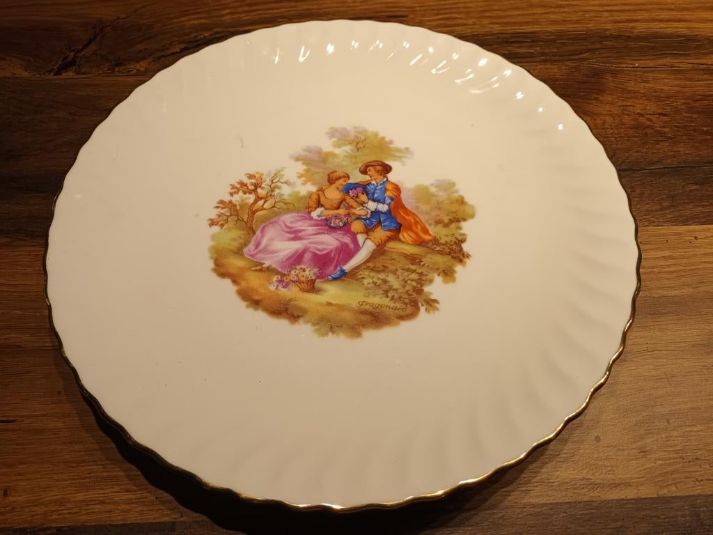 Vintage Bord met Romantisch Tafereel, Antiek en Kunst, Antiek | Wandborden en Tegels, Ophalen of Verzenden