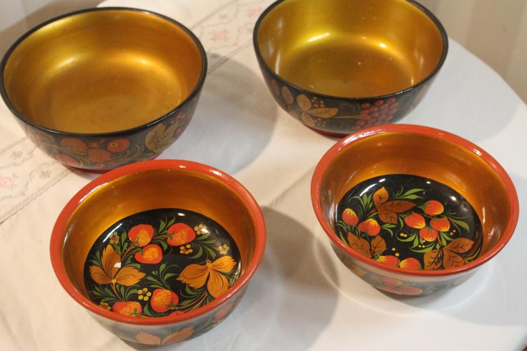 Khokhloma houten schaaltjes, Antiek en Kunst, Ophalen