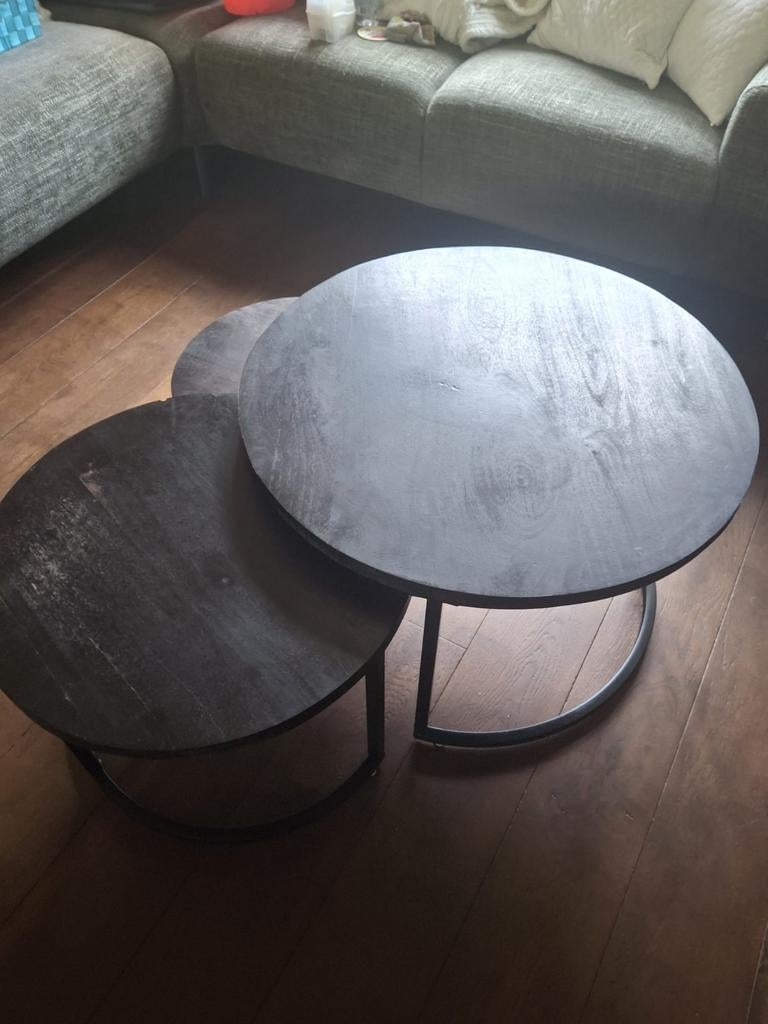 Salontafels, 3 stuks, Huis en Inrichting, Tafels | Salontafels, Ophalen, Gebruikt, 50 tot 100 cm, Rond