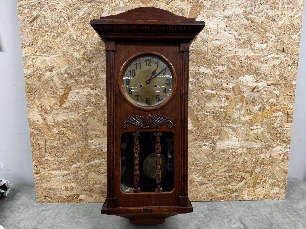 Antieke Regulateur Wandklok – Werkend & Eikenhout - ReK4, Ophalen of Verzenden