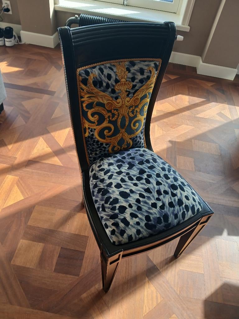 8 eetkamerstoelen Gianni Versace, Ophalen, Gebruikt, Barok, Blauw