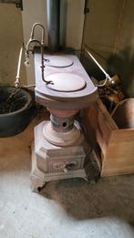 Antieke gietijzeren plattebuis kachel - Houtkachel, Ophalen, Gebruikt, Houtkachel, Vrijstaand