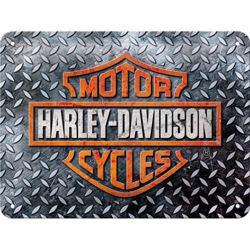 Harley Davidson diamond plate relief reclamebord van metaal