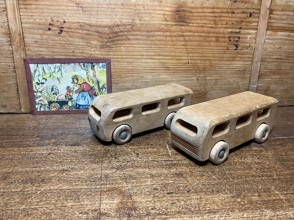 2 vintage houten bussen Jukka Finland, Ophalen of Verzenden