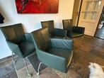 4 Leren eetkamer stoelen op wieltjes, Huis en Inrichting, Stoelen, Ophalen, Zo goed als nieuw, Overige kleuren, Leer