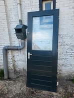 Hardhouten achterdeur met glas, Doe-het-zelf en Verbouw, Deuren en Horren, Ophalen, Gebruikt, 215 cm of meer, Glas