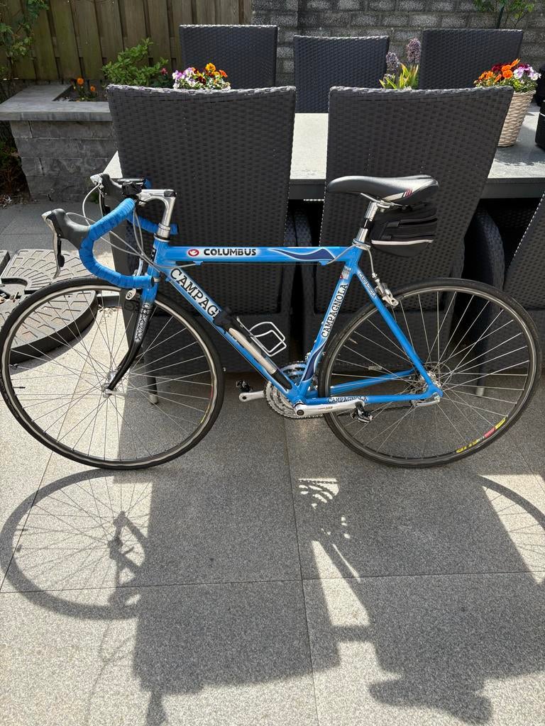 Blauwe racefiets Campagnolo met Shimano 105 onderdelen, 28 inch, Gebruikt, Heren, 53 tot 57 cm