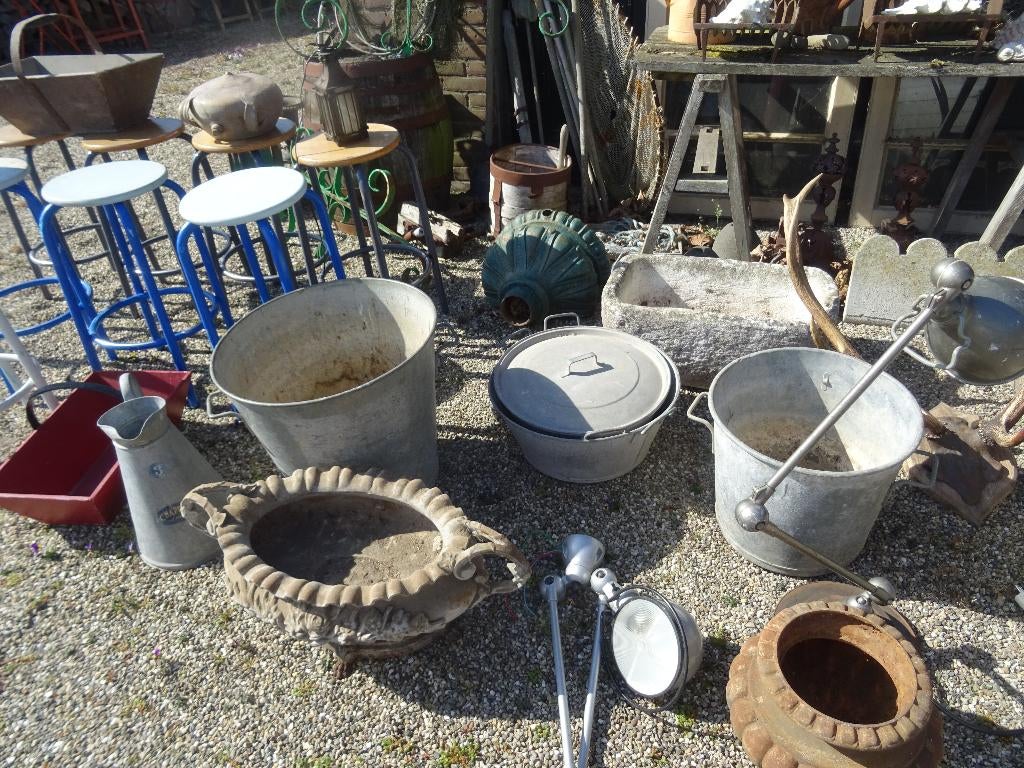 allerlei Frans zink zinken kannen teiltjes emmers bakken, Antiek en Kunst, Ophalen