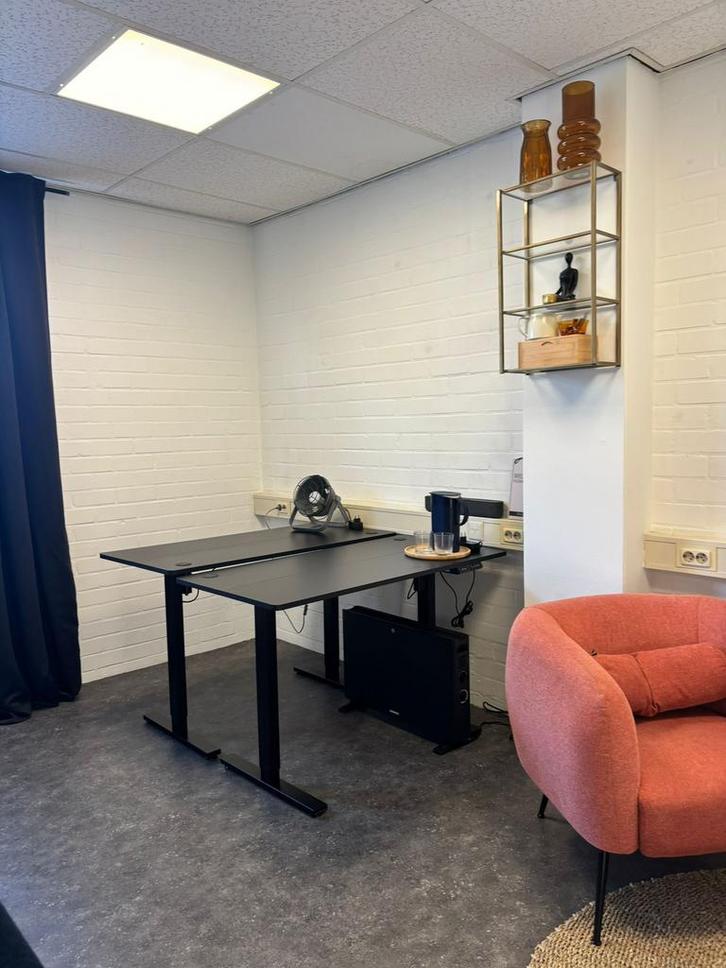 2 zit/sta bureaus zwart elektrisch 120x60 en 2 bureaustoelen, Huis en Inrichting, Bureaus, Nieuw, Stabureau, Elektrisch, In hoogte verstelbaar