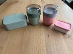 Mepal lunchbox en 2 yoghurtbekers - Groen en roze, Huis en Inrichting, Ophalen, Gebruikt