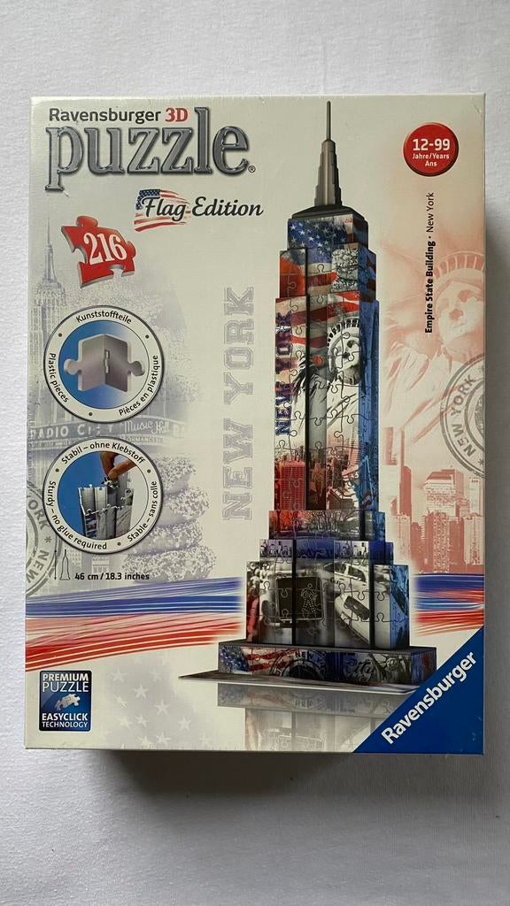 3D puzzel Empire State Building The Flag Edition NIEUW!!!, Ophalen of Verzenden, Minder dan 500 stukjes, Nieuw, Rubik's of 3D-puzzel