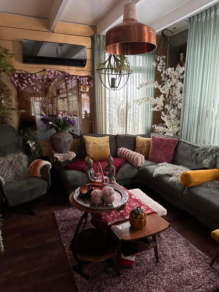 Hoekbank groen, Ophalen, Zo goed als nieuw, Stof