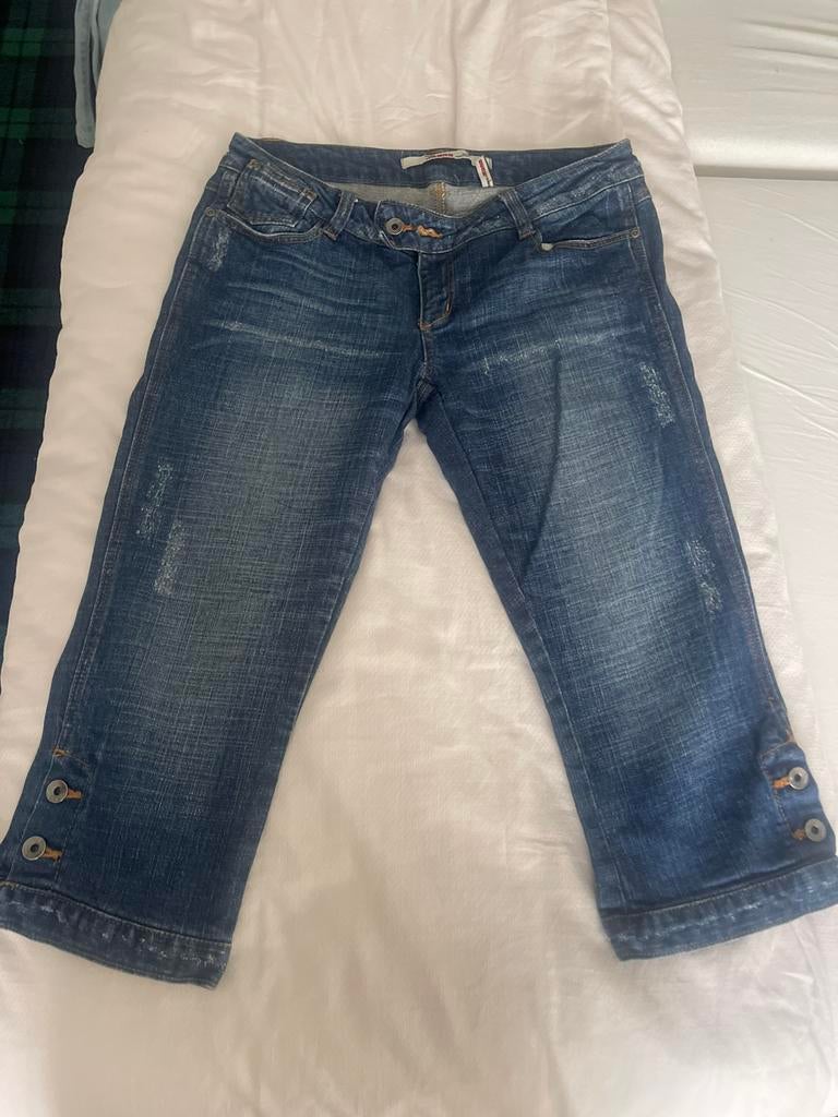 Driekwart capri jeans mt 40, Ophalen of Verzenden, Blauw, W30 - W32 (confectie 38/40)