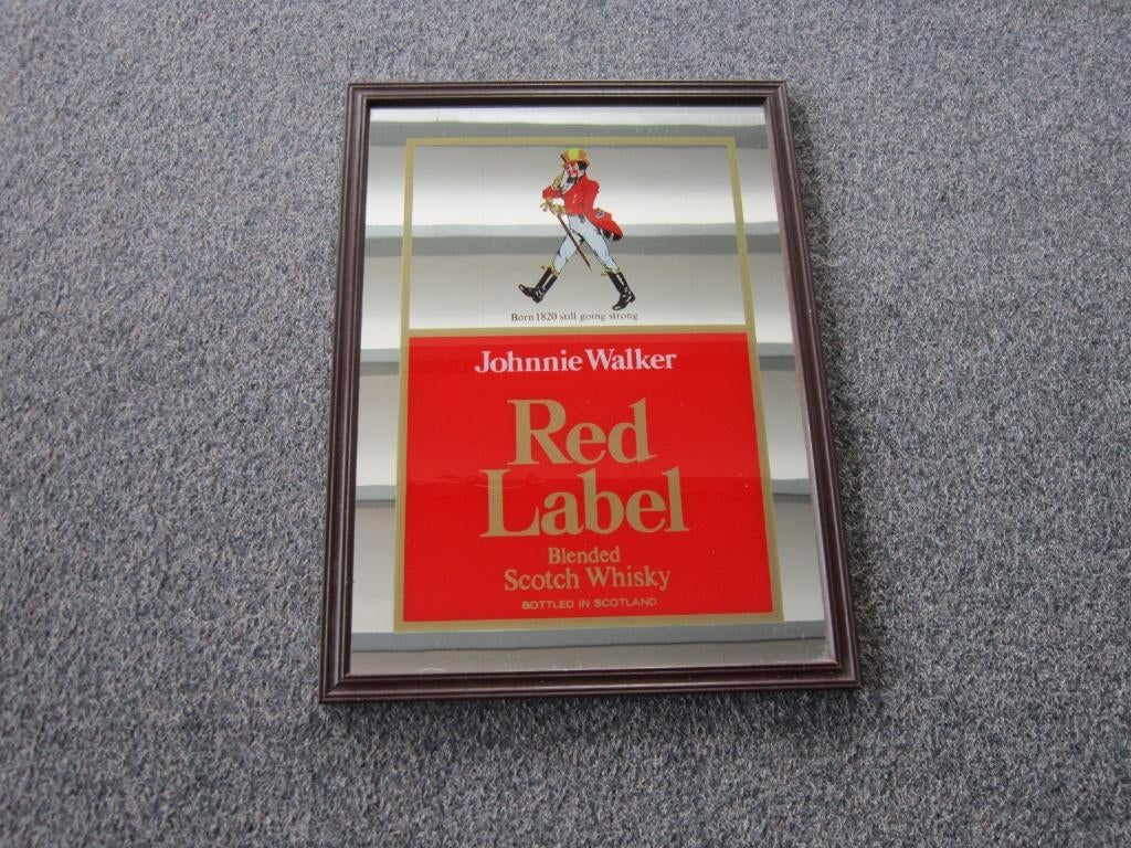 JOHNNIE WALKER WHISKEY SPIEGEL, Verzamelen, Merken en Reclamevoorwerpen, Ophalen, Zo goed als nieuw, Reclamebord