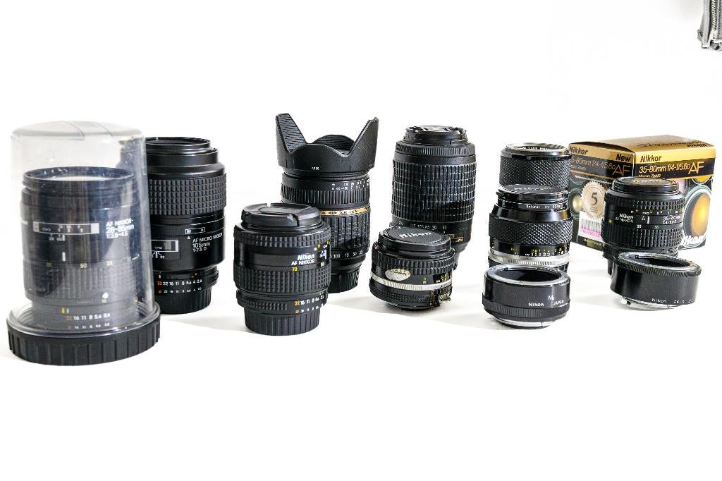 Nikon Nikkor lenzen doos vol uit nalatenschap in goede staat, Ophalen of Verzenden, Gebruikt, Overige typen, Zoom