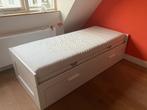 Bedbank BRIMNES met 2 lades en 2 matrassen, Huis en Inrichting, Slaapkamer | Bedden, Ophalen, Gebruikt, Eenpersoons, Wit